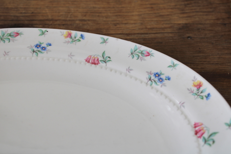 photo of 1940s 50s vintage Monticello Hall China, tiny flowers floral sprig dinnerware, platters & serving bowls  #6
