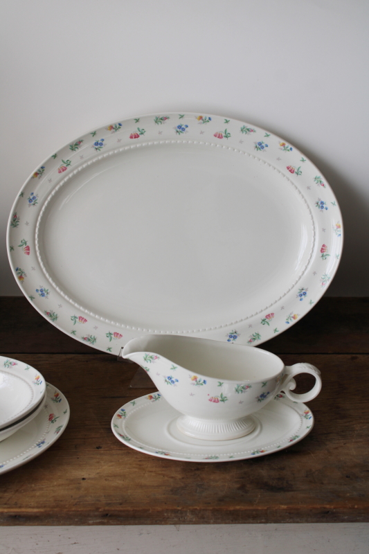 photo of 1940s 50s vintage Monticello Hall China, tiny flowers floral sprig dinnerware, platters & serving bowls  #7