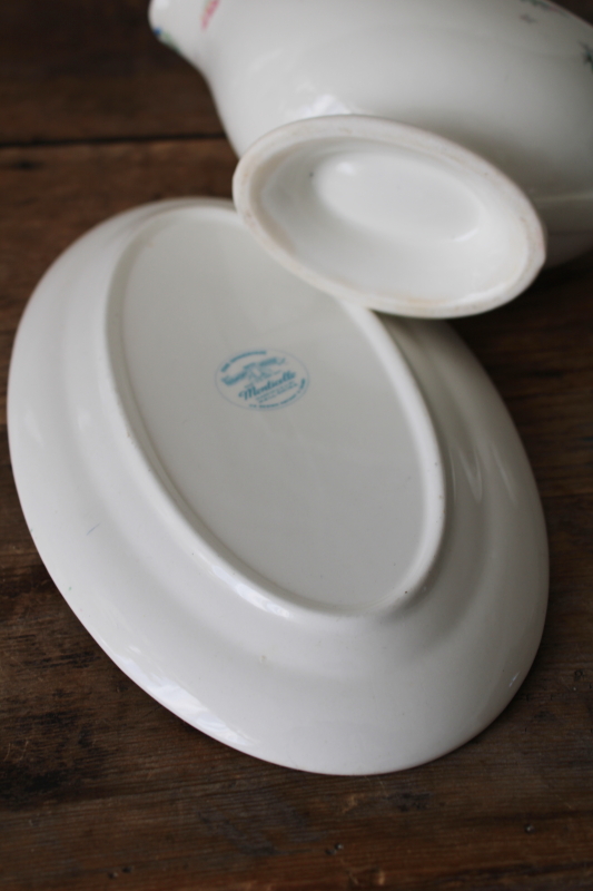 photo of 1940s 50s vintage Monticello Hall China, tiny flowers floral sprig dinnerware, platters & serving bowls  #9