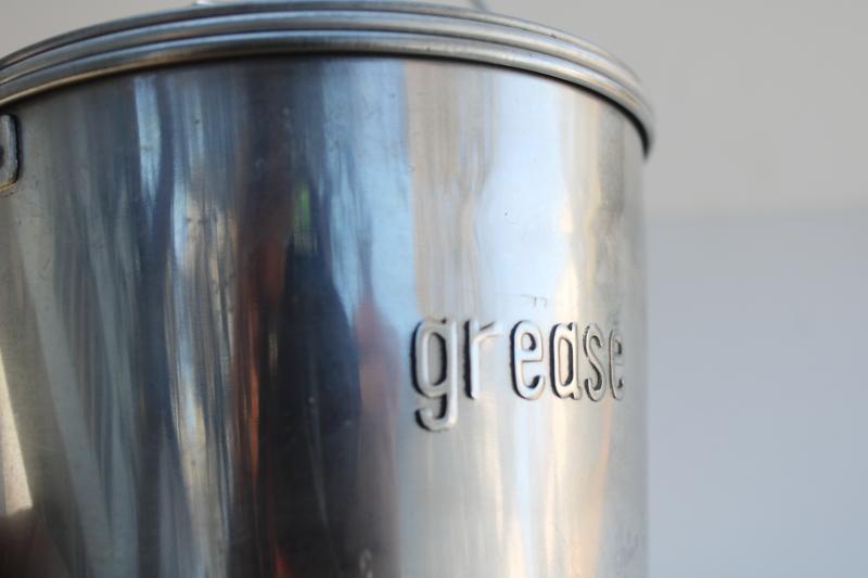 photo of 1940s 50s vintage aluminum lunch pail, Grease drippings can w/ bucket handle #2