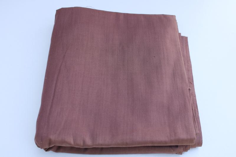 photo of 1940s 50s vintage cotton fabric 35 wide, mocha brown solid color quilt or shirt weight #1