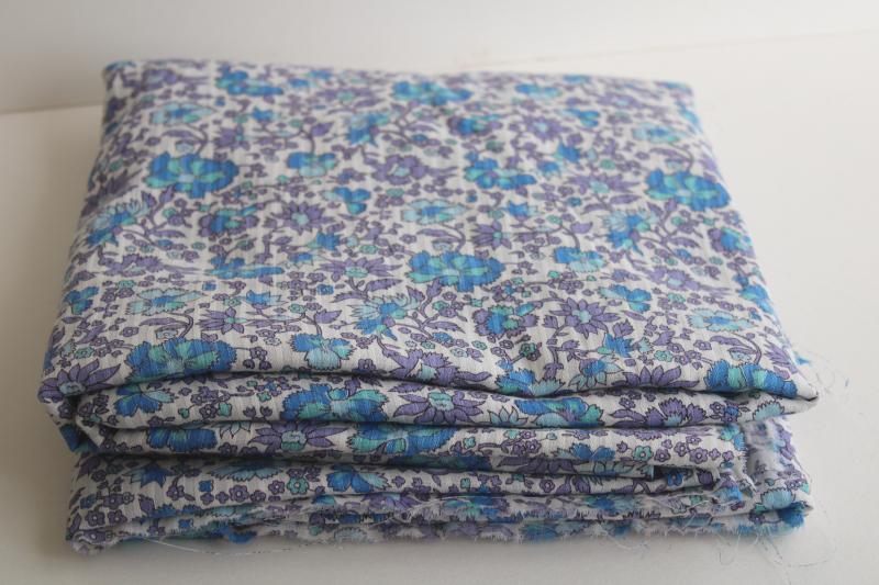 photo of 1940s 50s vintage cotton fabric, soft washed striped weave material w/ floral print #1