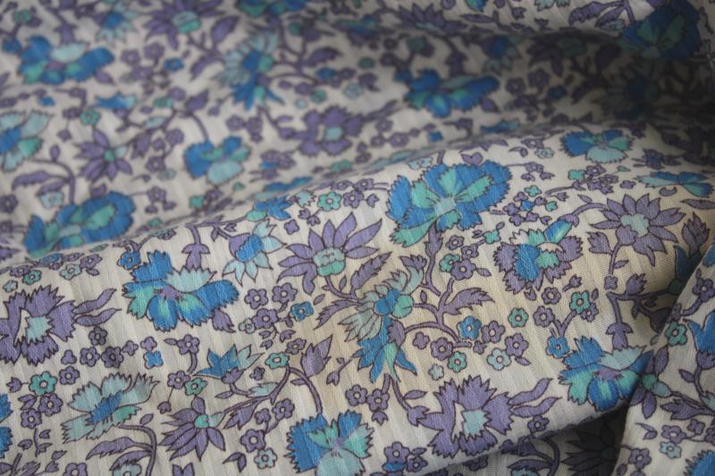 photo of 1940s 50s vintage cotton fabric, soft washed striped weave material w/ floral print #4