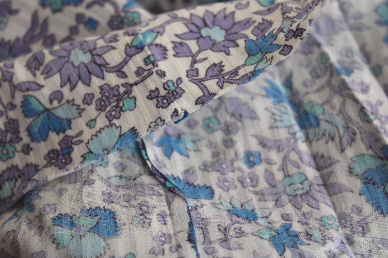 photo of 1940s 50s vintage cotton fabric, soft washed striped weave material w/ floral print #5