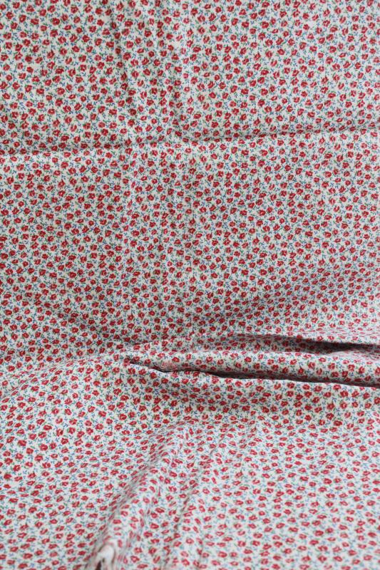 photo of 1940s 50s vintage cotton feed sack fabric, tiny print red & pink roses #1