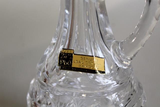 photo of 1940s 50s vintage cut lead crystal cruet bottle w/ stopper, Western Germany label #2