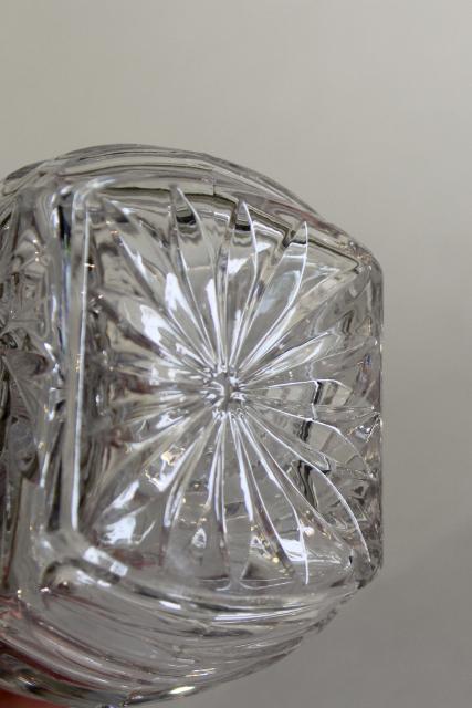 photo of 1940s 50s vintage cut lead crystal cruet bottle w/ stopper, Western Germany label #8