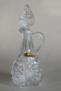 catalog photo of 1940s 50s vintage cut lead crystal cruet bottle w/ stopper, Western Germany label