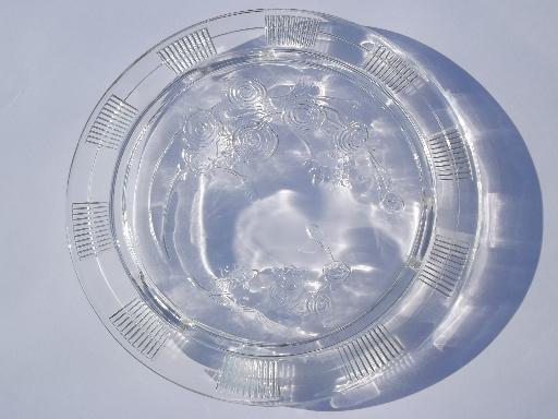 photo of 1940s 50s vintage glass cake plate w/ aluminum dome cake cover #2