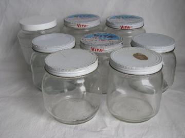 catalog photo of 1940s - 50s vintage glass canisters & herring jars, old kitchen canister lot