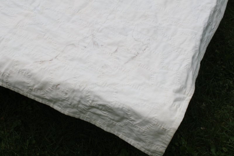photo of 1940s 50s vintage grandma's flower garden quilt colorful cotton feed sack print hexies hand stitched quilting  #6