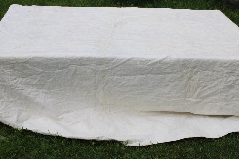 photo of 1940s 50s vintage grandma's flower garden quilt colorful cotton feed sack print hexies hand stitched quilting  #8