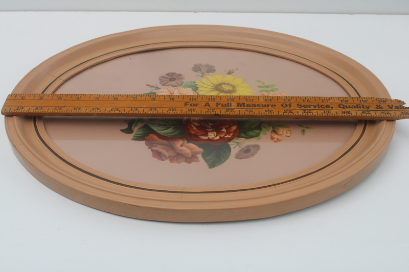 photo of 1940s 50s vintage pink floral botanical print, large oval frame granny shabby chic  #6