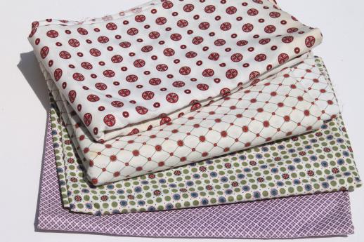 photo of 1940s 50s vintage print cotton fabric lot, 12 yards assorted shirting prints #1