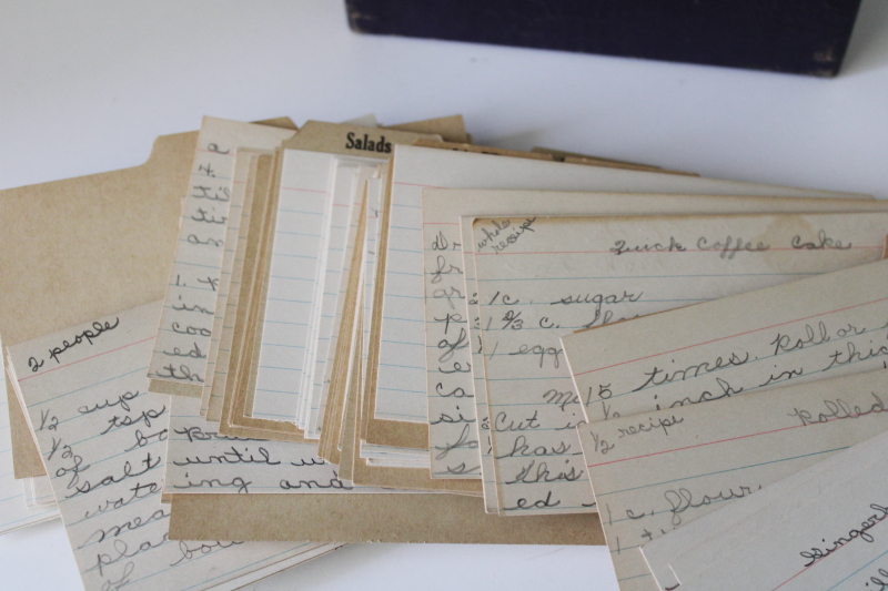 photo of 1940s 50s vintage recipes box w/ nice old handwritten recipe cards #4