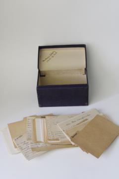 catalog photo of 1940s 50s vintage recipes box w/ nice old handwritten recipe cards