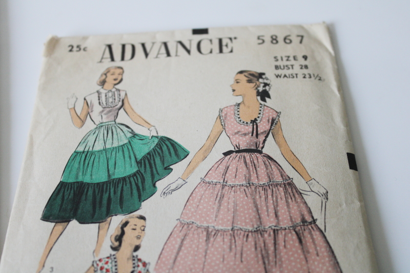 photo of 1940s 50s vintage sewing patterns, preteen & teen girl full skirted dresses, bobby soxer frocks #2
