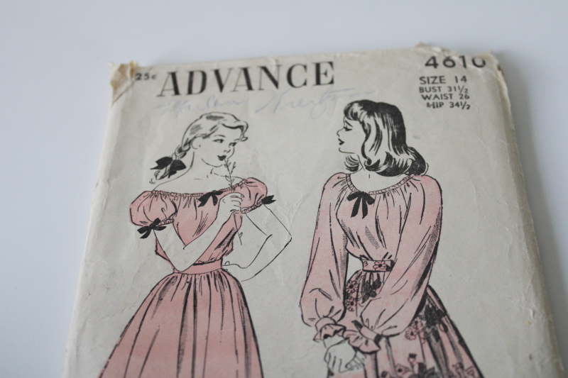 photo of 1940s 50s vintage sewing patterns, preteen & teen girl full skirted dresses, bobby soxer frocks #3
