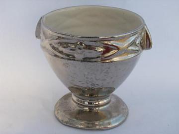 catalog photo of 1940s - 50s vintage silver encrusted china flower bowl, large urn shaped vase