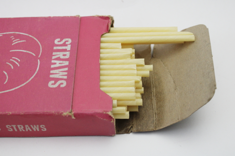 photo of 1940s 50s vintage soda fountain paper straws in original boxes, Sweetheart straws in candy colors  #8
