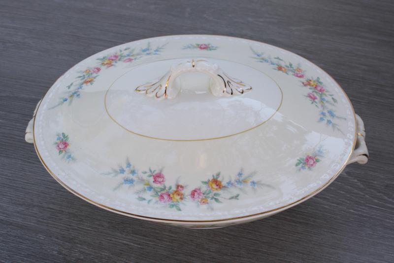 photo of 1940s Homer Laughlin Eggshell Georgian china, Cashmere pattern oval covered bowl #2