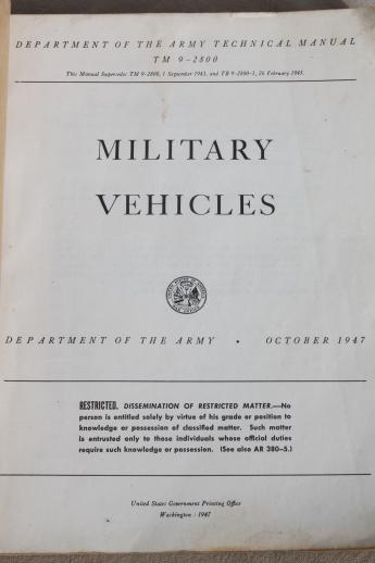 photo of 1940s US Army vehicles, technical manual TM9-2800 w/specs & photos of tanks, jeeps, trucks #2