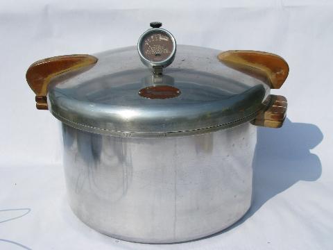 1940s WWII vintage 16 quart aluminum National pressure cooker from old farm kitchen