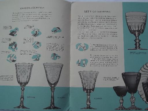 photo of 1940s catalog booklet, vintage Fostoria elegant glass crystal patterns #2