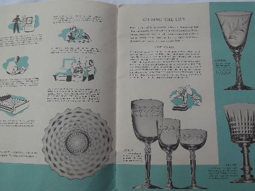 photo of 1940s catalog booklet, vintage Fostoria elegant glass crystal patterns #4