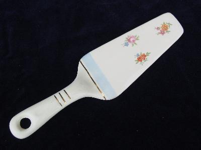 photo of 1940's floral ovenware china cake or pie server #1