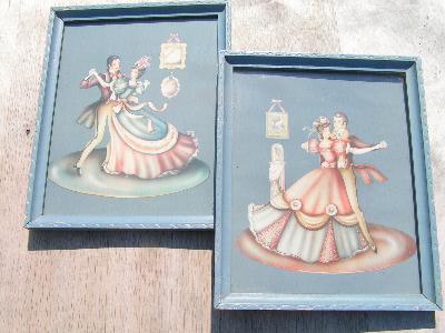 photo of 1940s framed Turner pictures, couples on blue #1