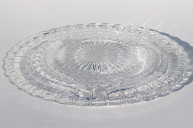 photo of 1940s or 50s vintage kitchen glass cake plate w/ metal cake cover dome #3