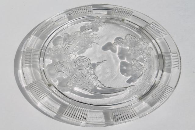 photo of 1940s or 50s vintage kitchen glass cake plate w/ metal cake cover dome #4
