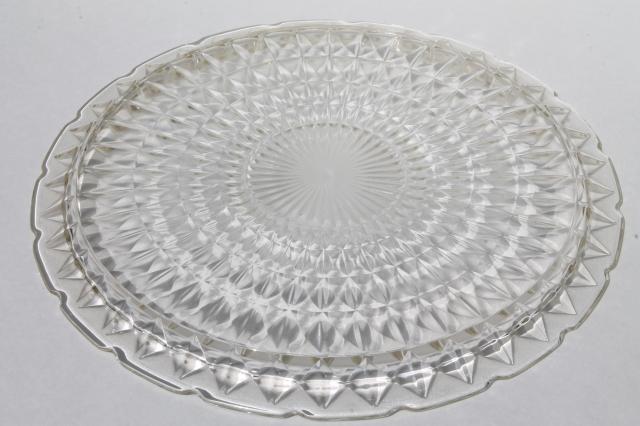 photo of 1940s or 50s vintage kitchen glass cake plate w/ metal cake cover dome #7