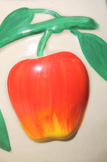 photo of 1940s or 50s vintage pippin red apple pitcher, hand-painted USA pottery jug  #8