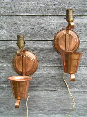 photo of 1940's solid copper wall sconce #1