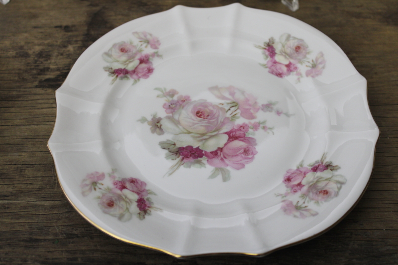 photo of 1940s vintage Alka Kunst Germany porcelain plates, different florals shades of pink #2