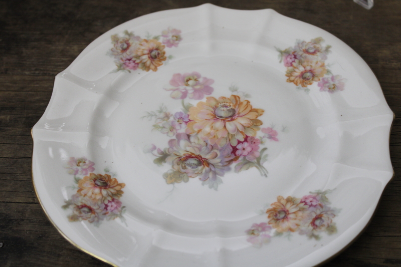 photo of 1940s vintage Alka Kunst Germany porcelain plates, different florals shades of pink #3