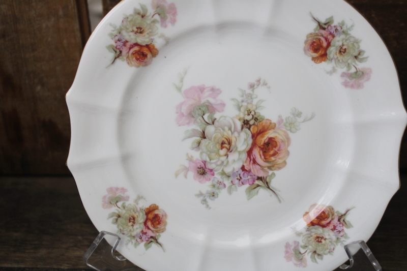 photo of 1940s vintage Alka Kunst Germany porcelain plates, different florals shades of pink #4