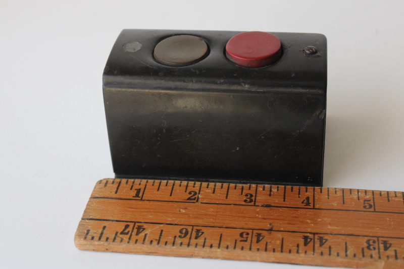 photo of 1940s vintage Allen Bradley industrial push button switch bakelite w/ red & green buttons  #2