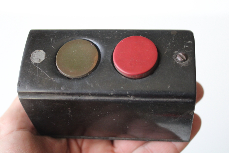 photo of 1940s vintage Allen Bradley industrial push button switch bakelite w/ red & green buttons  #6