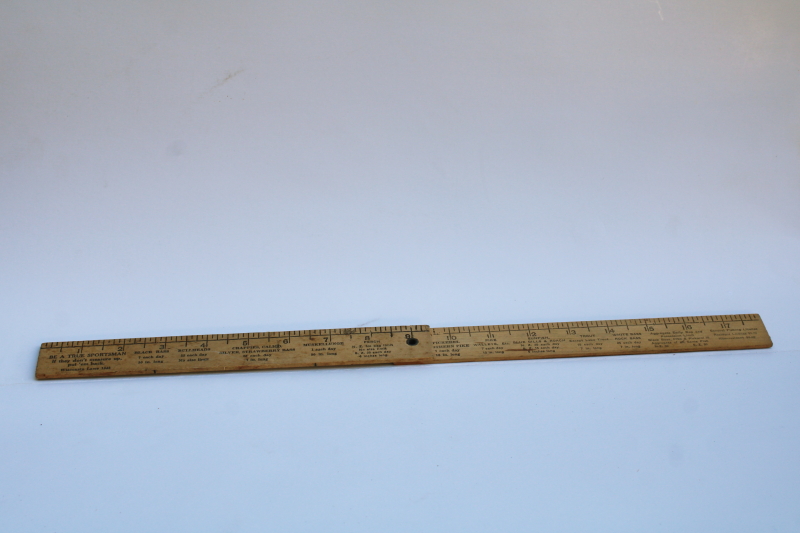 photo of 1940s vintage Cap's Tavern Fond du Lac advertising, folding wood ruler fisherman's fish measure scale  #2