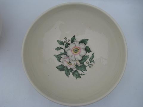 photo of 1940s vintage Cronin Bake Oven proof china kitchenware, white & pink floral, green band border #5