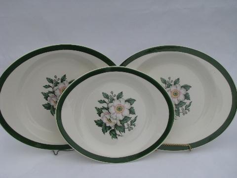 photo of 1940s vintage Cronin china set for six, white & pink floral, green band border #3