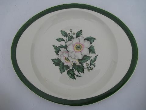 photo of 1940s vintage Cronin china set for six, white & pink floral, green band border #4