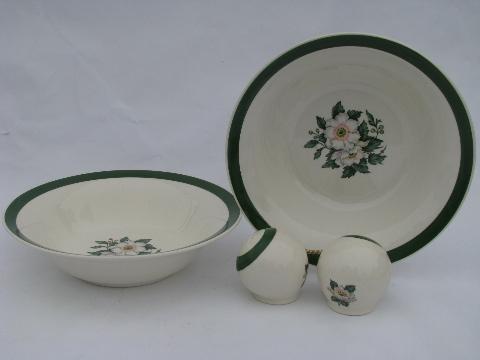 photo of 1940s vintage Cronin china set for six, white & pink floral, green band border #5