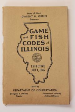 catalog photo of 1940s vintage Fish & Game Codes of Illinois, fishermen hunters sportsman's guide book