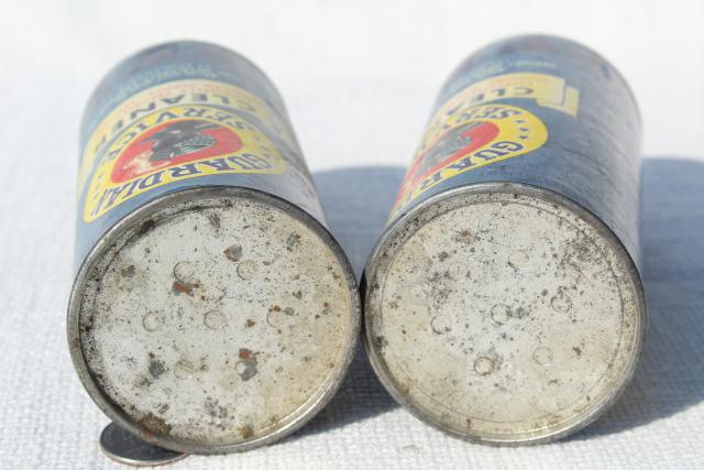 photo of 1940s vintage Guardian Service Ware aluminum metal scouring powder cleaner cans, old advertising  #6