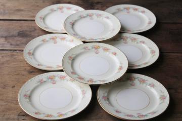 catalog photo of 1940s vintage Homer Laughlin china, set of 8 small dessert or bread plates Cashmere floral