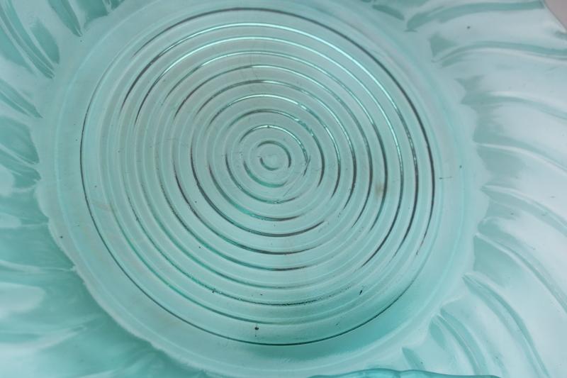 photo of 1940s vintage Jeannette swirl ultramarine teal glass, set of four dinner plates #2